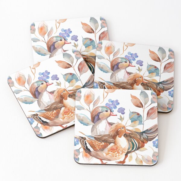 Item preview, Botanical Watercolor Loving Couple Mandarin Ducks Pattern designed and sold by Estrakingdom.