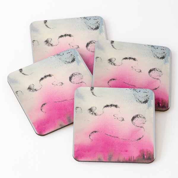 Item preview, Hot pink sunset with starling murmuration designed and sold by teresabird.