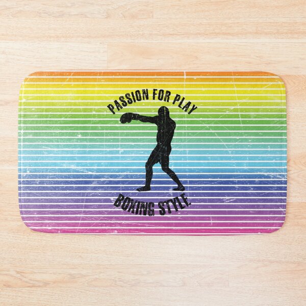 Item preview, Black silhouette of a man training boxing against the background of rainbow stripes designed and sold by HarridanCreates.