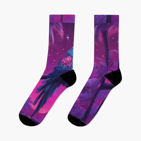 Item preview, Parrot and palms at evening, sky fall of stars, exotic vibes designed and sold by Sugar Wisdom .