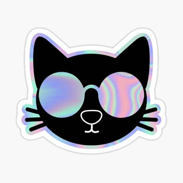 Artikel-Vorschau von Holografischer Katzengesichtsaufkleber, Aufkleber, glänzend, metallisch, Regenbogen, reflektierender Aufkleber, Geschenk für Katzenliebhaber, gestanzte Aufkleber, designt und verkauft von sticky10.