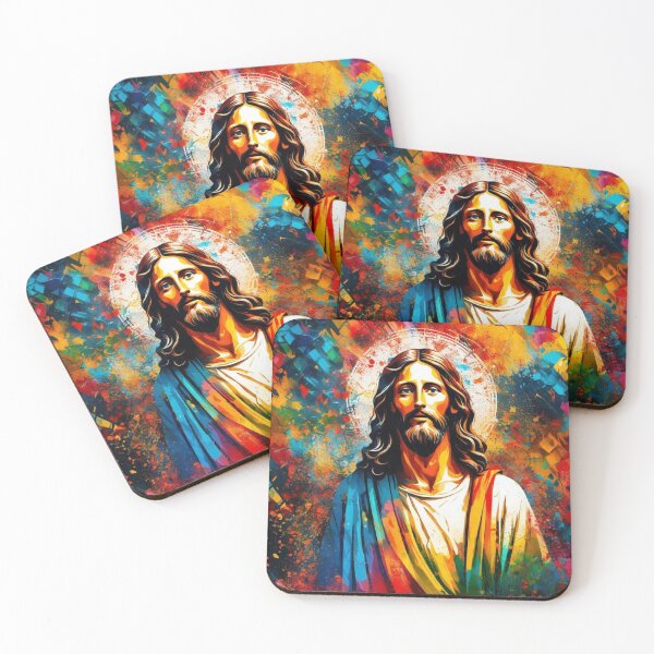 Item preview, Jesus Christ. Abstract colorful background. Spray paint. Graffitti designed and sold by Rosa Elena Albornoz Mendez.