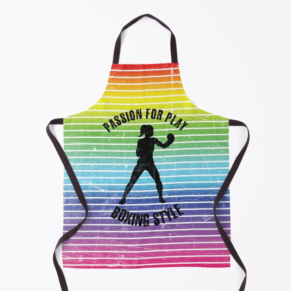 Item preview, Black silhouette of a woman training boxing against the background of rainbow stripes designed and sold by HarridanCreates.