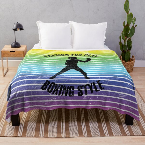 Item preview, Black silhouette of a woman training boxing against the background of rainbow stripes designed and sold by HarridanCreates.