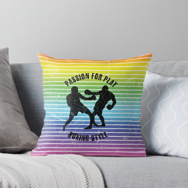 Item preview, Black silhouettes of men training boxing against the background of rainbow stripes designed and sold by HarridanCreates.