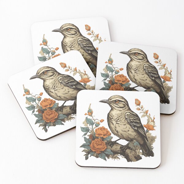 Item preview, Vintage Retro Sunset Mockingbird Wild Bird Nerd Enthusiast Illustration Design designed and sold by Imma4art ⭐⭐⭐⭐⭐.