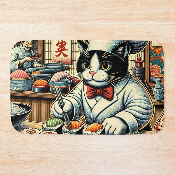 Item preview, Cat Sushi Master designed and sold by ArtsyWishesShop.