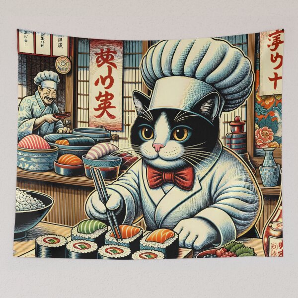 Item preview, Cat Sushi Master designed and sold by ArtsyWishesShop.