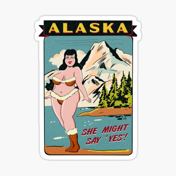 Catch of the Day Pinup AK Girl Sticker