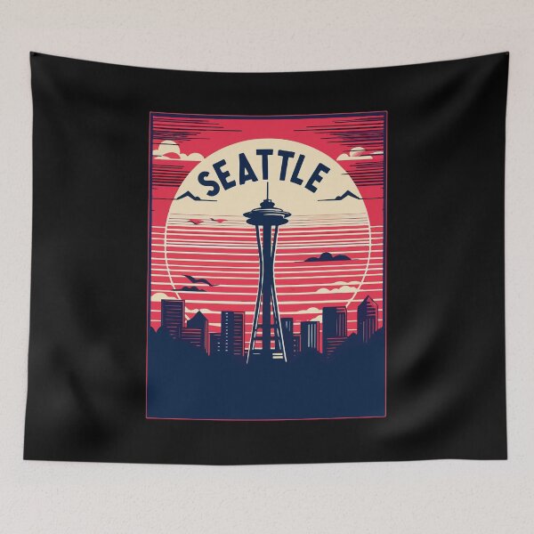 Item preview, Seattle Space Needle Cityscape Retro Vintage designed and sold by TomFrontierArt.