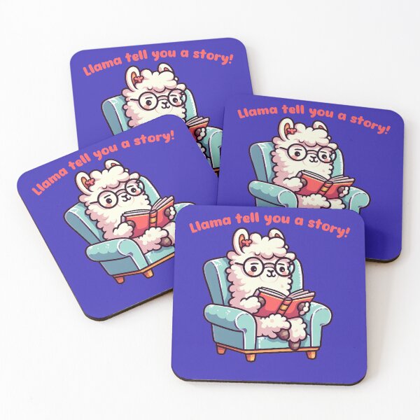 Item preview, Cute Kawaii Llama reading a book in cozy chair designed and sold by Irbisinthebox.