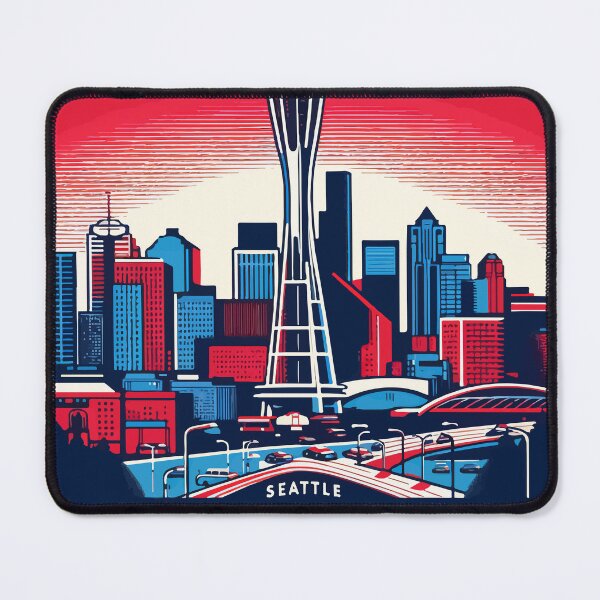 Item preview, Seattle Space Needle Cityscape Retro Vintage designed and sold by TomFrontierArt.