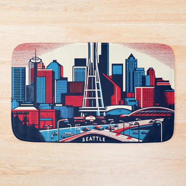 Item preview, Seattle Space Needle Cityscape Retro Vintage designed and sold by TomFrontierArt.