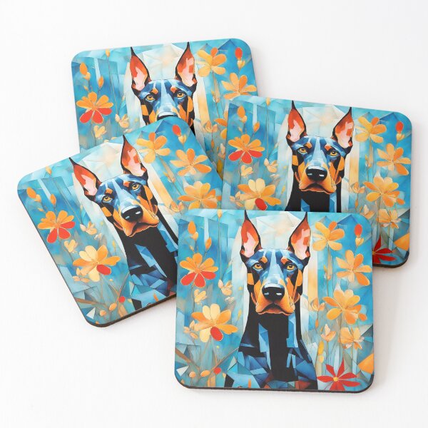 Item preview, A dog of the Doberman Pinscher breed among exotic flowers. designed and sold by Natalia-Vlad.