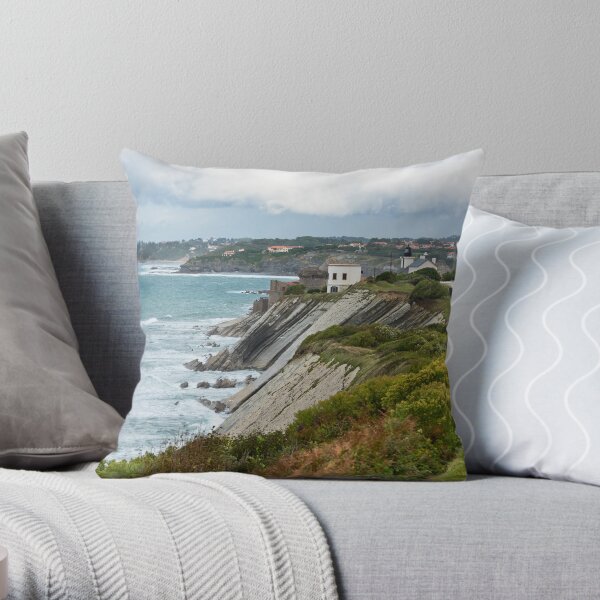 Coastline near Saint-Jean-de-Luz, France Throw Pillow