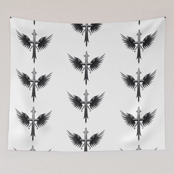 Item preview, Holy cross with wings in black and white designed and sold by Frostquest.