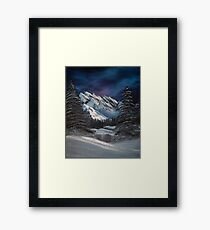 Bob Ross inspirierte Nacht Landschaftsmalerei Gerahmtes Wandbild