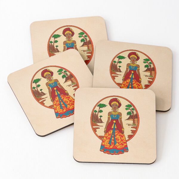 Item preview, African lady wearing traditional dress illustration designed and sold by SimoesArtistry.