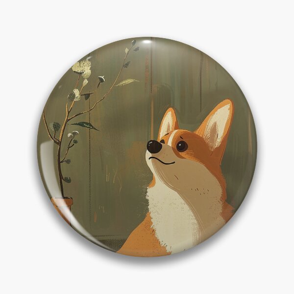 Item preview, Corgi dog next to a plant designed and sold by CorgiCuddle.