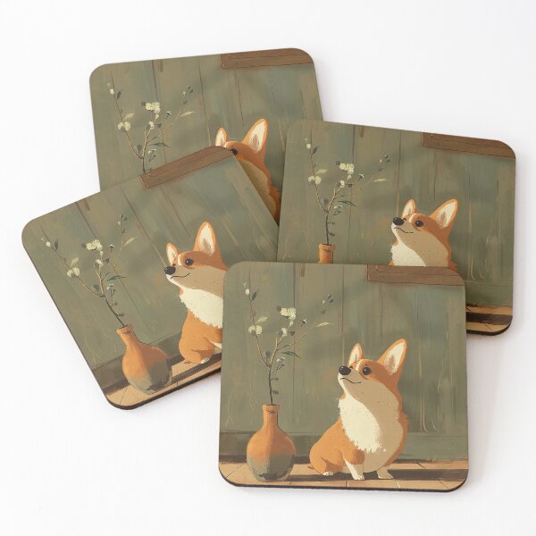 Item preview, Corgi dog next to a plant designed and sold by CorgiCuddle.