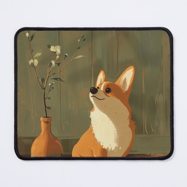 Item preview, Corgi dog next to a plant designed and sold by CorgiCuddle.