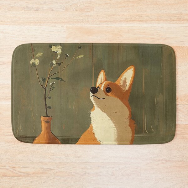 Item preview, Corgi dog next to a plant designed and sold by CorgiCuddle.