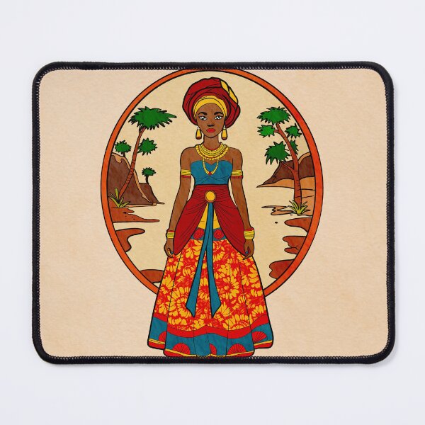 Item preview, African lady wearing traditional dress illustration designed and sold by SimoesArtistry.