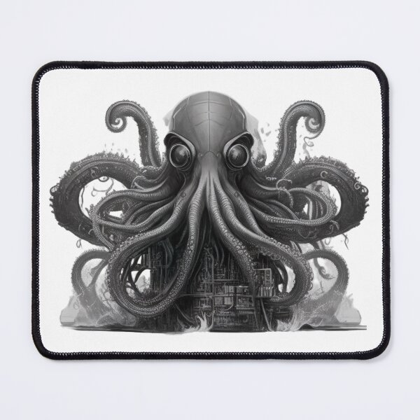 Item preview, Cyberpunk Octopus in Black White Science Fiction SciFi designed and sold by Frostquest.