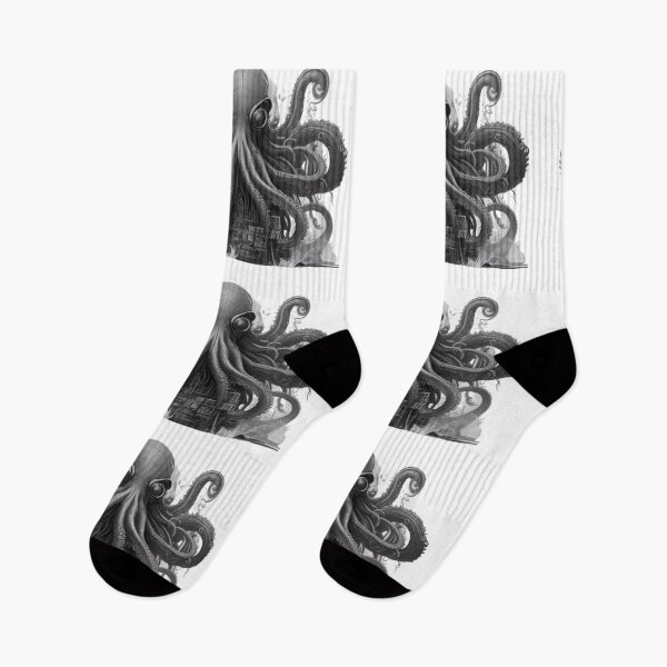 Item preview, Cyberpunk Octopus in Black White Science Fiction SciFi designed and sold by Frostquest.