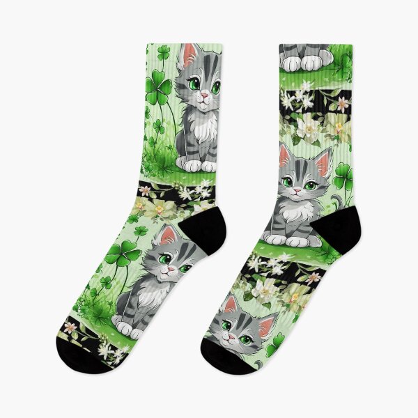 Item preview, Cute Shamrock Kitten With Green Eyes Colorful Design designed and sold by EarthArtDesigns.
