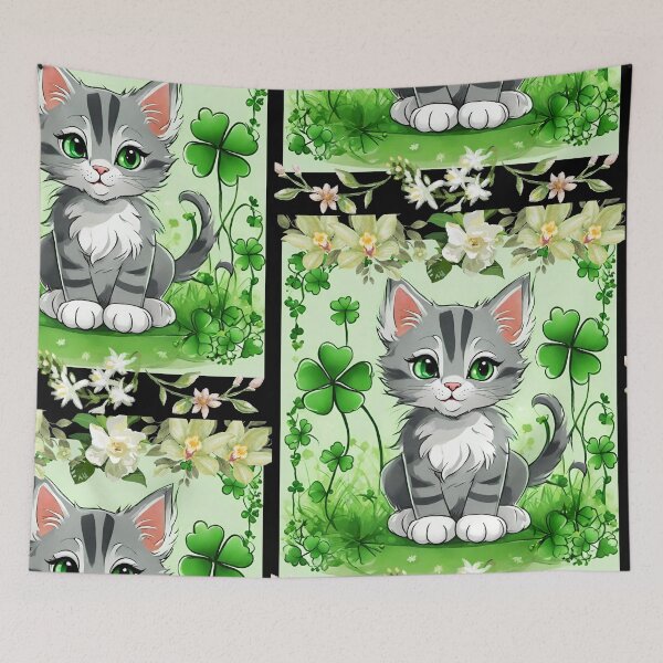 Item preview, Cute Shamrock Kitten With Green Eyes Colorful Design designed and sold by EarthArtDesigns.