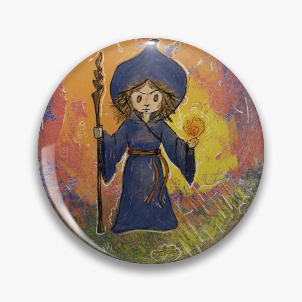 Item preview, Cute illustration of a wizard casting a fireball designed and sold by QueenMakesChaos.