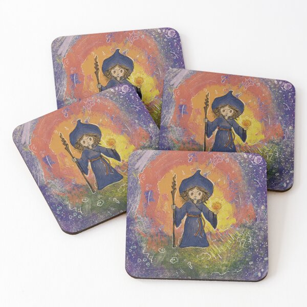 Item preview, Cute illustration of a wizard casting a fireball designed and sold by QueenMakesChaos.
