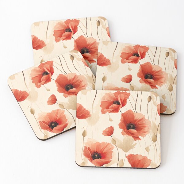 Item preview, Cottagecore Red Poppies Botanical Floral Pastel Wildflowers designed and sold by fluffstuffgifts.