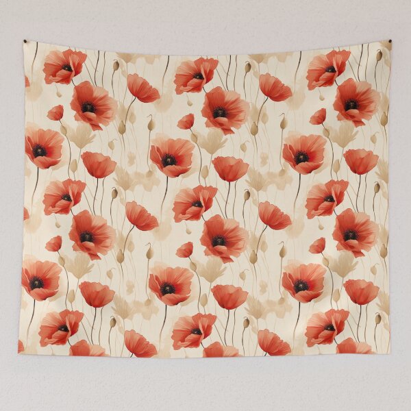 Item preview, Cottagecore Red Poppies Botanical Floral Pastel Wildflowers designed and sold by fluffstuffgifts.