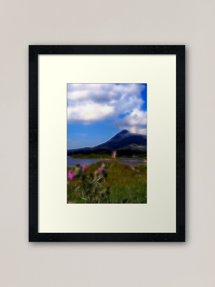 Alternate view of Thistle-Castle-Quinag=Fractalius Framed Art Print