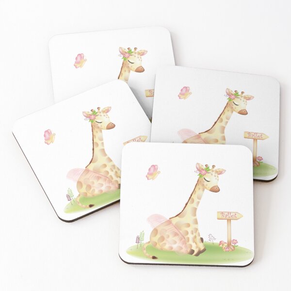 Item preview, Giraffle Ballerina with butterfly and ballet sign illustration designed and sold by PinaColadaArtS.