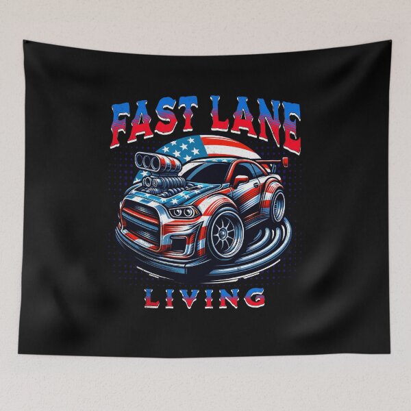 Item preview, Fast Lane Living USA American Flag Racecar Car Racing Motorsports Race Car American designed and sold by CarantinedChaos.