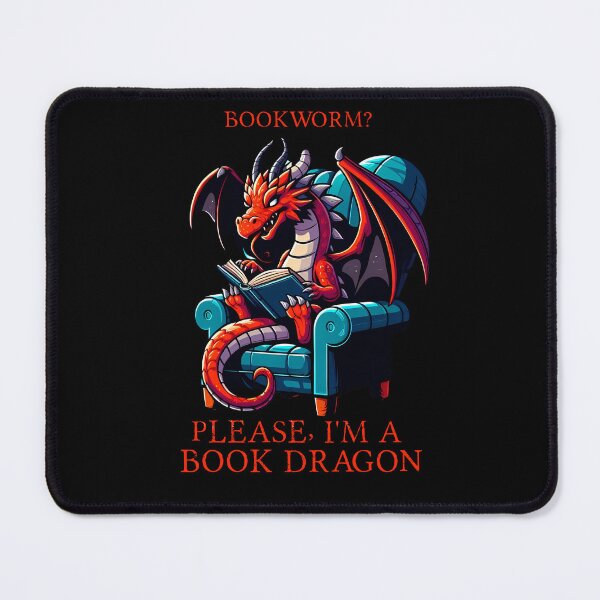 Item preview, Red Dragon in a cozy chair reading a book designed and sold by Irbisinthebox.