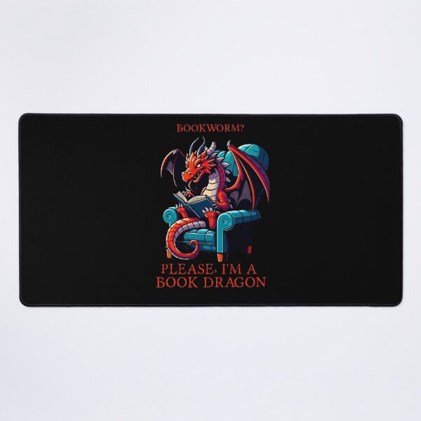 Item preview, Red Dragon in a cozy chair reading a book designed and sold by Irbisinthebox.