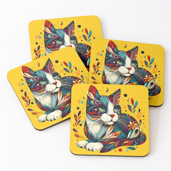 Item preview, Sitting cat in floral fusion - illustration designed and sold by AD-Digital-Art.
