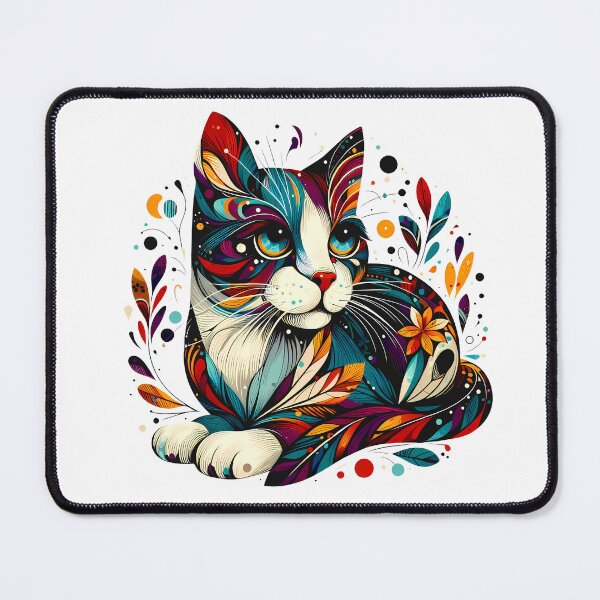 Item preview, Sitting cat in floral fusion - illustration designed and sold by AD-Digital-Art.
