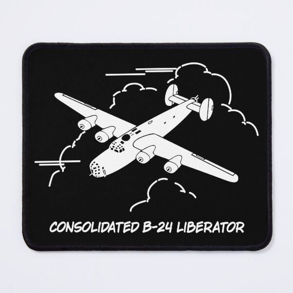 Artikelvorschau, Konsolidiertes B-24 Liberator WW2 schweres Bomberflugzeug, fliegendes Silhouettendiagramm entworfen und verkauft von MilitaryMart.