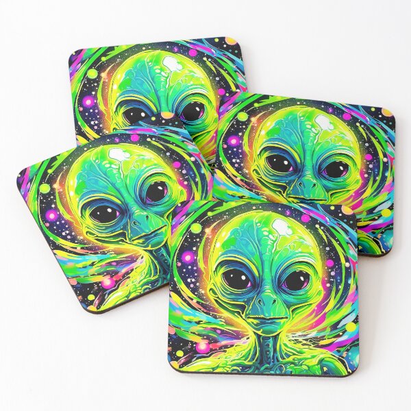 Item preview, Psychedelic Green Alien in Space - Neon UV Light designed and sold by Lososko.