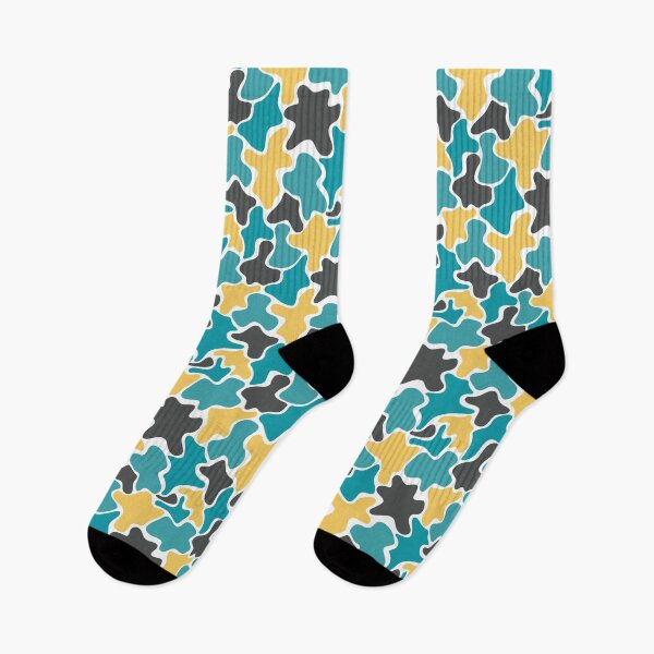 Item preview, Black Teal & Yellow Blob Camouflage Textile Limitless Seams designed and sold by Alchemy-A-La-G.
