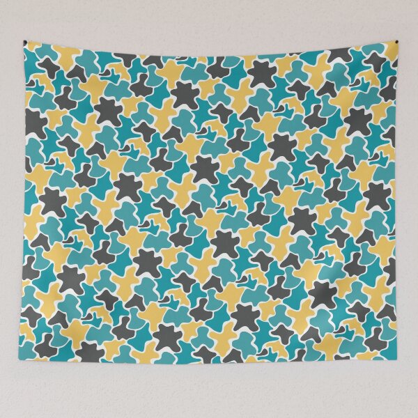 Item preview, Black Teal & Yellow Blob Camouflage Textile Limitless Seams designed and sold by Alchemy-A-La-G.