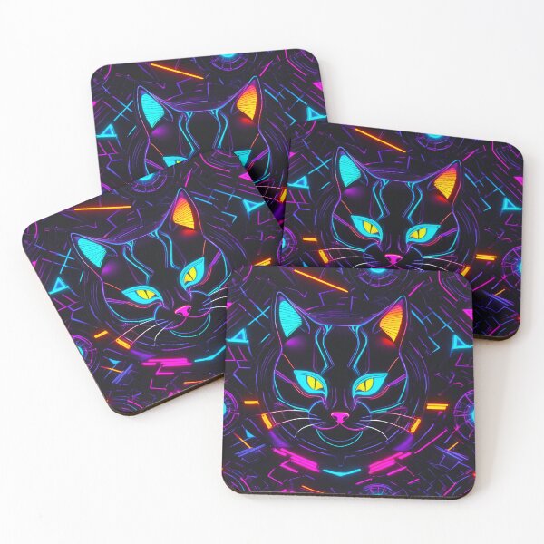 Item preview, colorful Cybercat pattern designed and sold by PixelPunny.