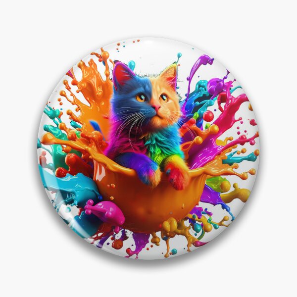 Item preview, Cute Kitty Cat In Splash Vibrant Colored Paint  designed and sold by Tamer ⭐⭐⭐⭐⭐.