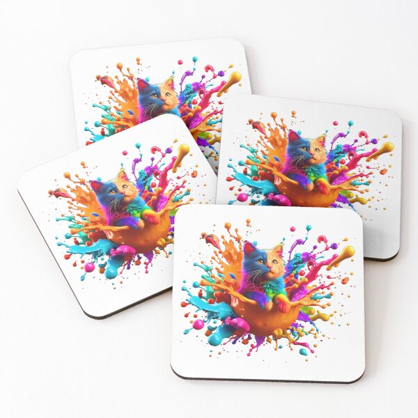 Item preview, Cute Kitty Cat In Splash Vibrant Colored Paint  designed and sold by Tamer ⭐⭐⭐⭐⭐.