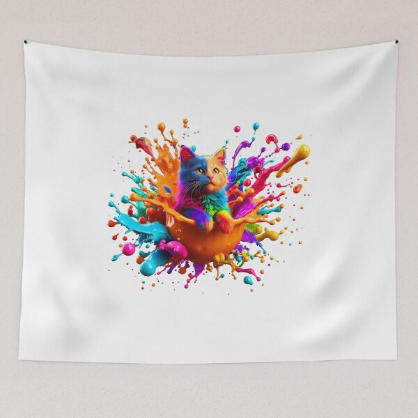Item preview, Cute Kitty Cat In Splash Vibrant Colored Paint  designed and sold by Tamer ⭐⭐⭐⭐⭐.